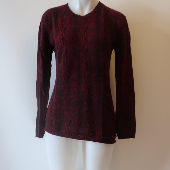 Womens Generation Love Red Blue Python Design Pattern Cashmere Sweater L * - Picture 1 of 13